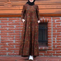 retro long sleeved dress muslim slim loose robe autumn 2021 fashion casual womens round neck african clothing ladies long skirt