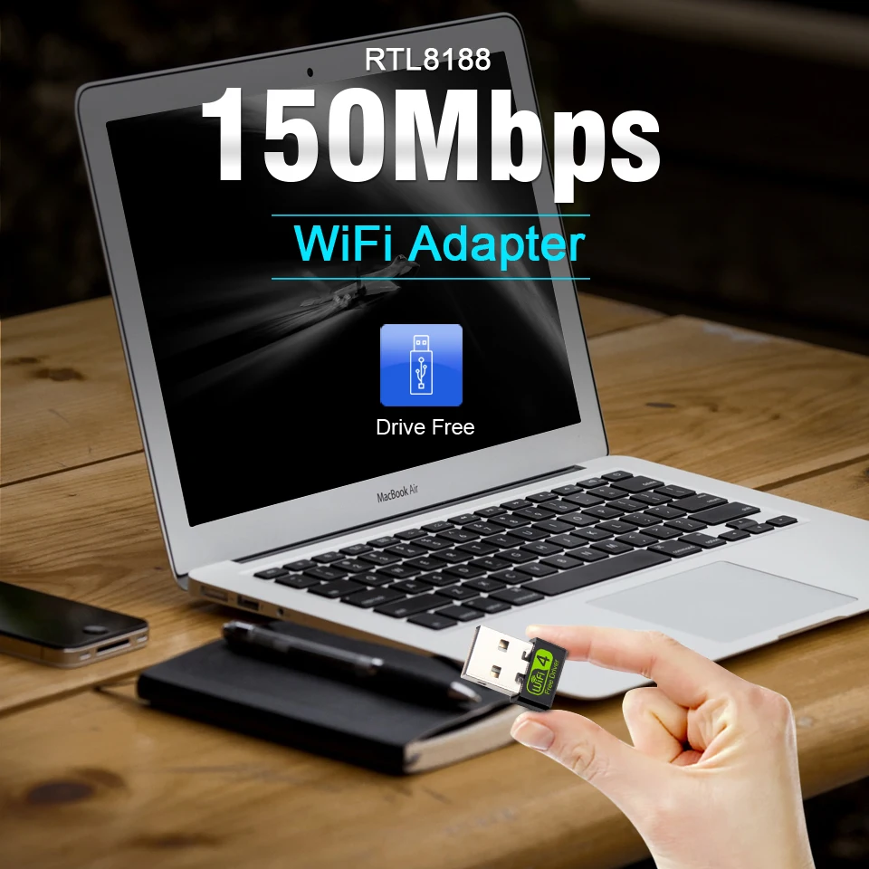 Мини USB Wi Fi адаптер с антенной 802.11b/g/n 150 Мбит/с|Беспроводные адаптеры| |