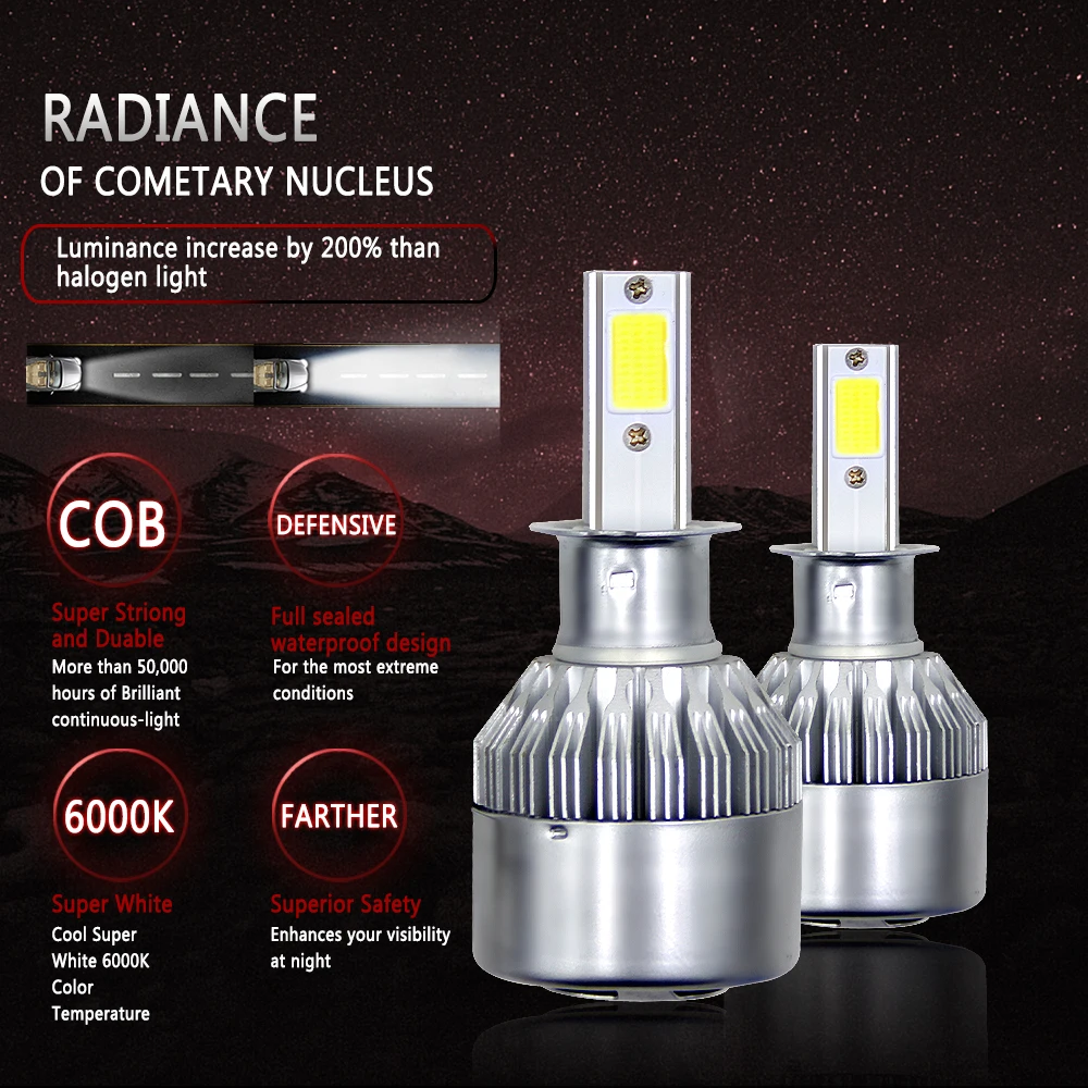 Автомобильные светодиодные лампы H4 H7 9003 HB2 H11 LED H1 H3 H8 H9 880 9005 9006 H13 9004 9007