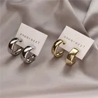 Золотые Большие серьги-кольца, корейские геометрические металлические золотые серьги для женщин, женские висячие серьги в стиле ретро, Модная бижутерия 2021