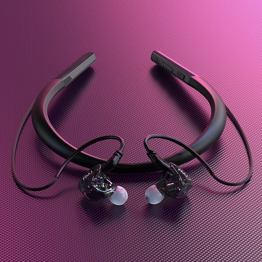 Смола Висячие шеи Bluetooth 5 0 наушники двойное подвижное кольцо стерео Спорт на