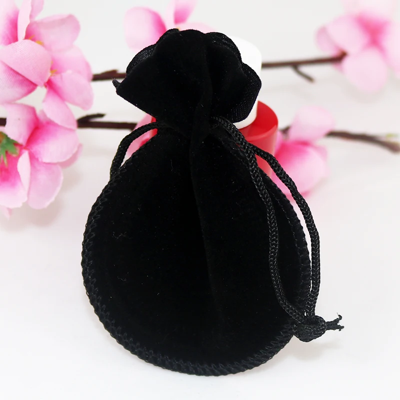 

Black Half Round Drawable Soft Pouches 10pcs/lot 7x9cm Gourd Velvet Jewelry Bags for Wedding Party Candy Gifts Packaging Bags