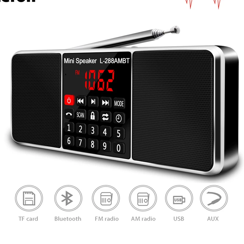 Цифровой портативный Радиоприемник AM FM Bluetooth колонка стерео MP3 плеер TF/SD карта USB