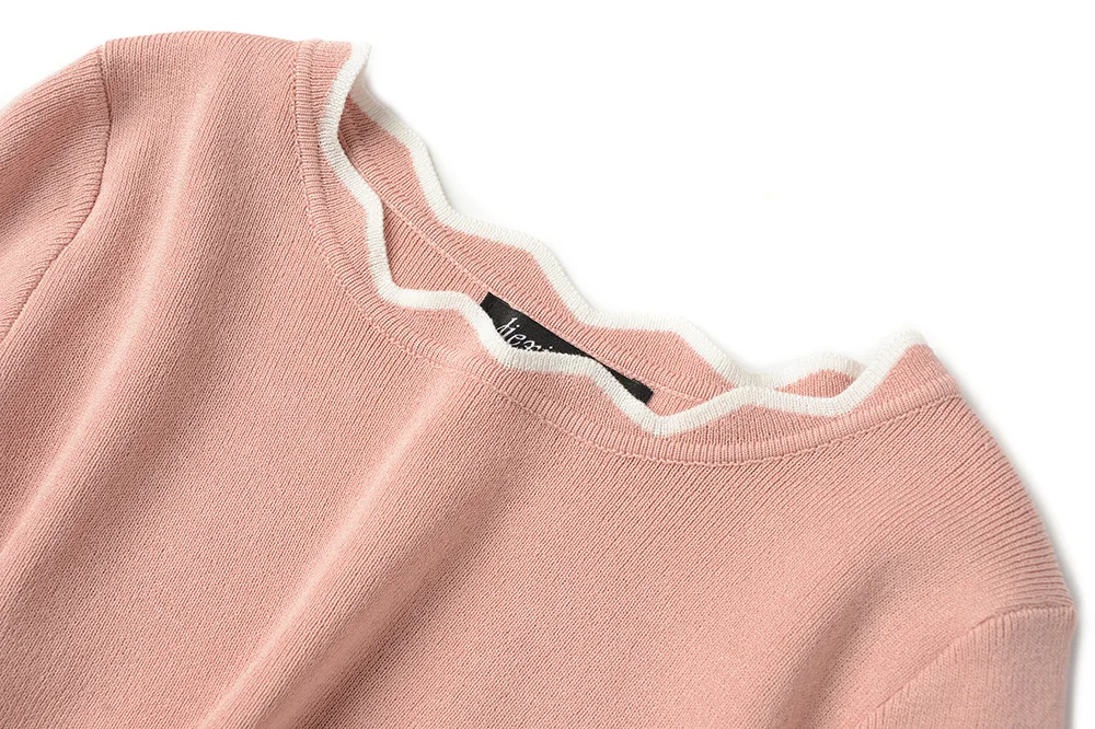 Ледяной шелк тонкое летний хит цвет свитер для женщин с расклешенным рукавом