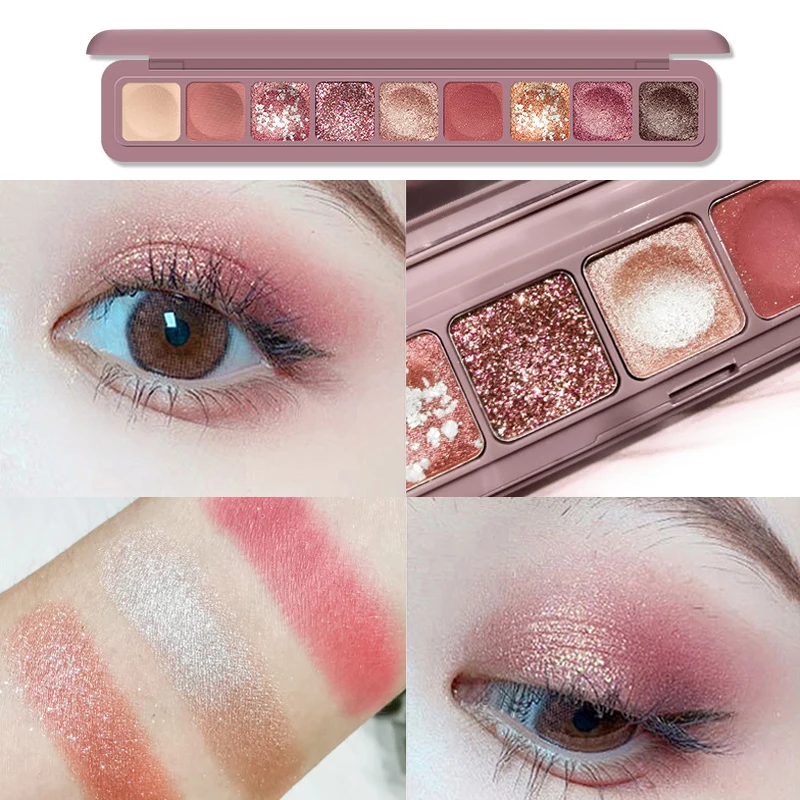 

9 Colors Glitter Eyeshadow Pallete Matte Eye Shadow Palette Eyes Makeup Beauty Tool EY669