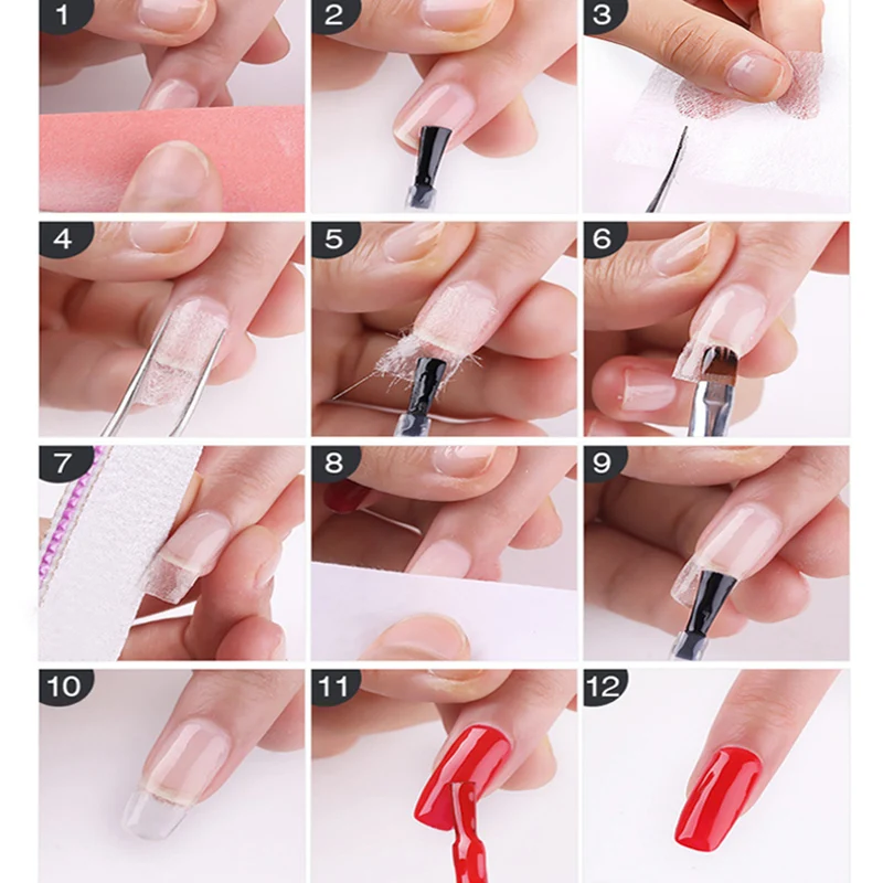 Nail Art нетканые шелковые гелевые наконечники набор для наращивания стекловолокна DIY Маникюрный аксессуар JIU55