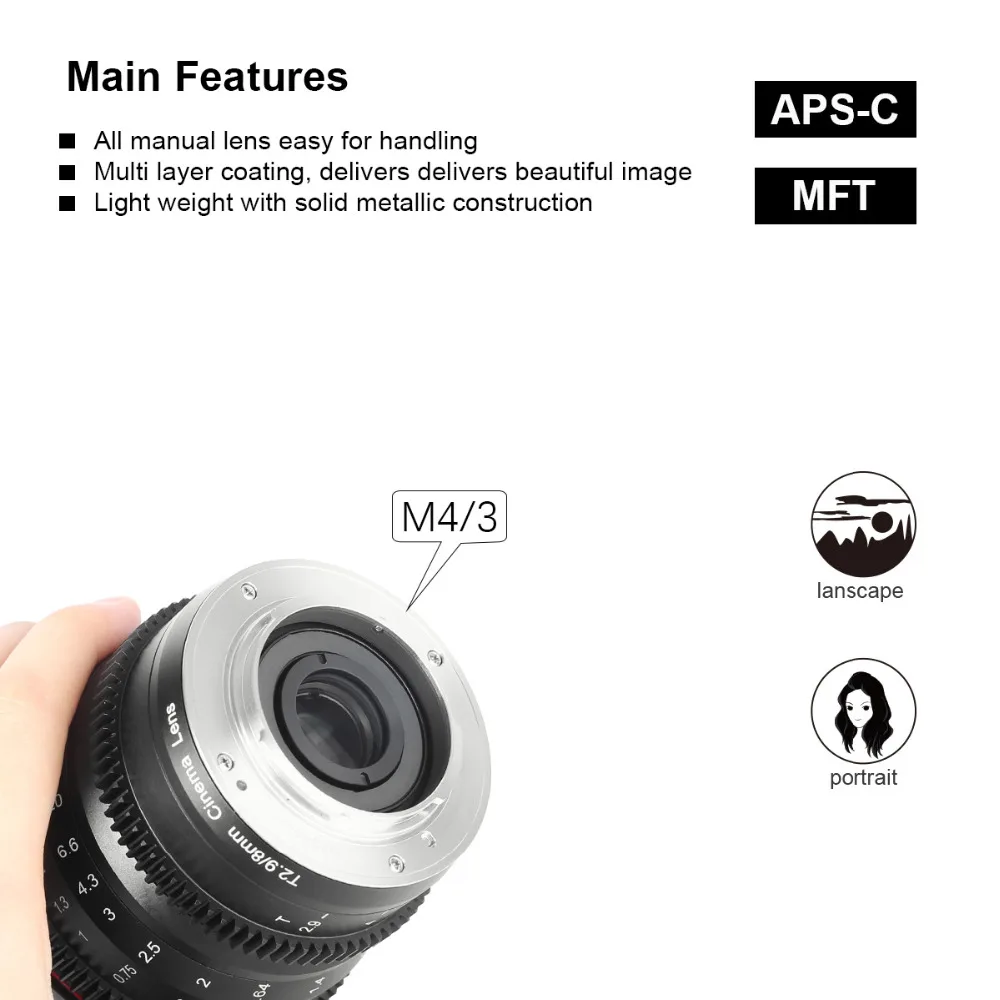 Meike 8 мм T2.9 Большая диафрагма ручной фокус кино объектив для Olympus Panasonic Micro Four Thirds MFT
