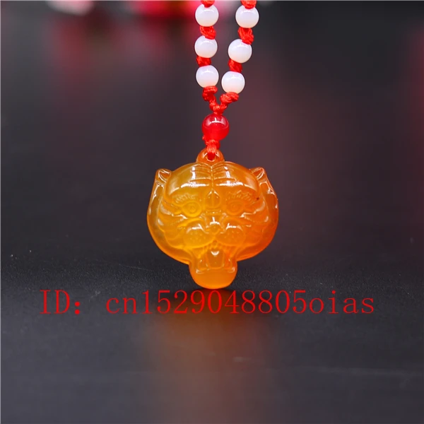 Ожерелье с подвеской в виде головы тигра из агата и нефрита ювелирные изделия