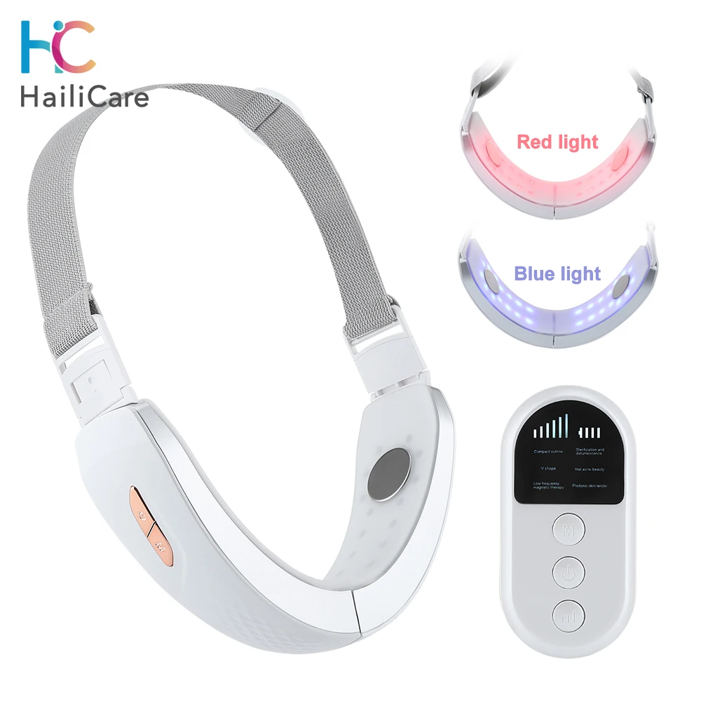 

EMS Chin V-Line Up Lift Beit Machine Blue LED Photon Therapy Face Lifting Slimming Vibration Massage Double Chin Reduce Massage
