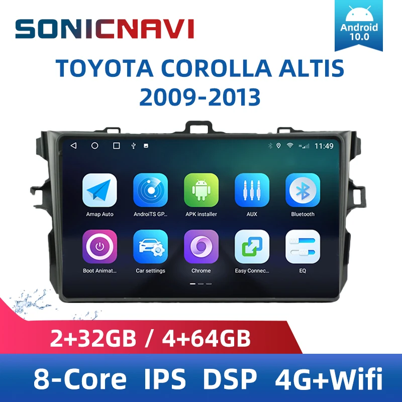 

SONICnavi Car Radio For TOYOTA Corolla Altis 2009-2013 Multimedia Player Android10 Bluetooth GPS 4G DSP Carplay Stereo Receiver