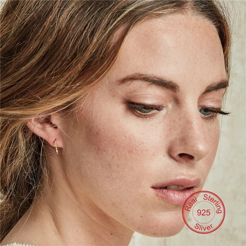 

BOAKO New Fashion Personality Gear Semicircle C-Shaped Earrings S925 Sterling Silver Earring Ladies Gift