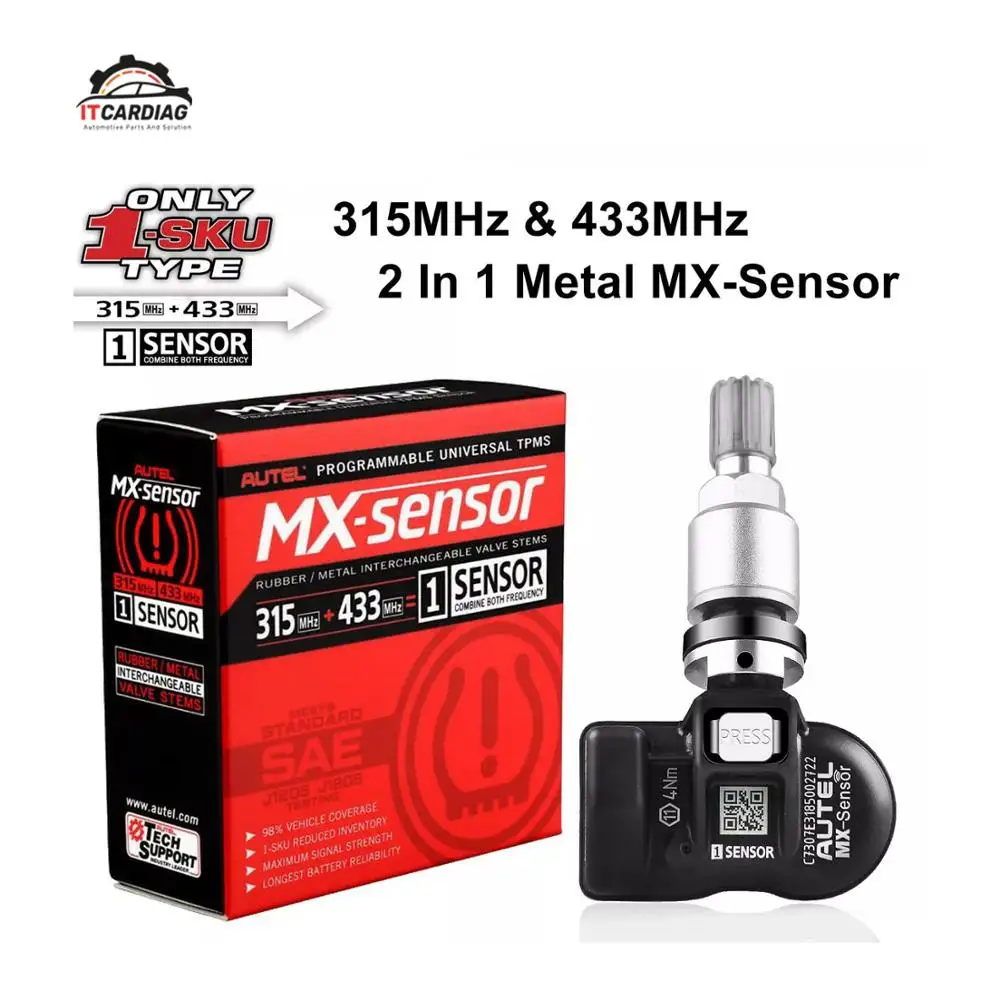 Autel TPMS Sensor MX-Sensor 2 in 1 Tire Repair Tools TPMS Sensor Support Programing With TS501 TS508 Equal 433 MHZ+315MHZ