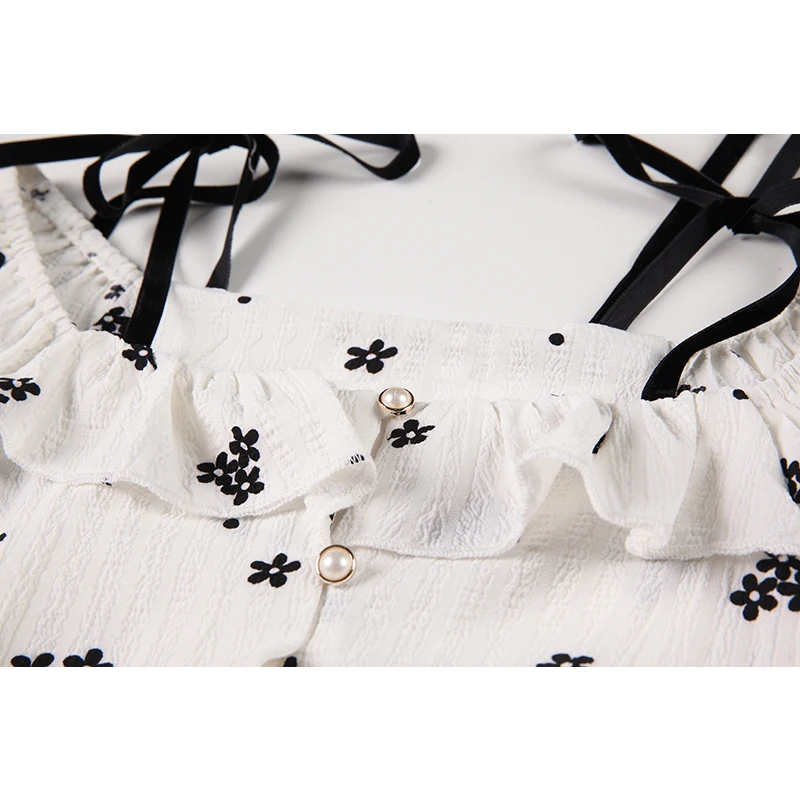 Женская блузка с открытыми плечами пикантная рубашка цветочным принтом на