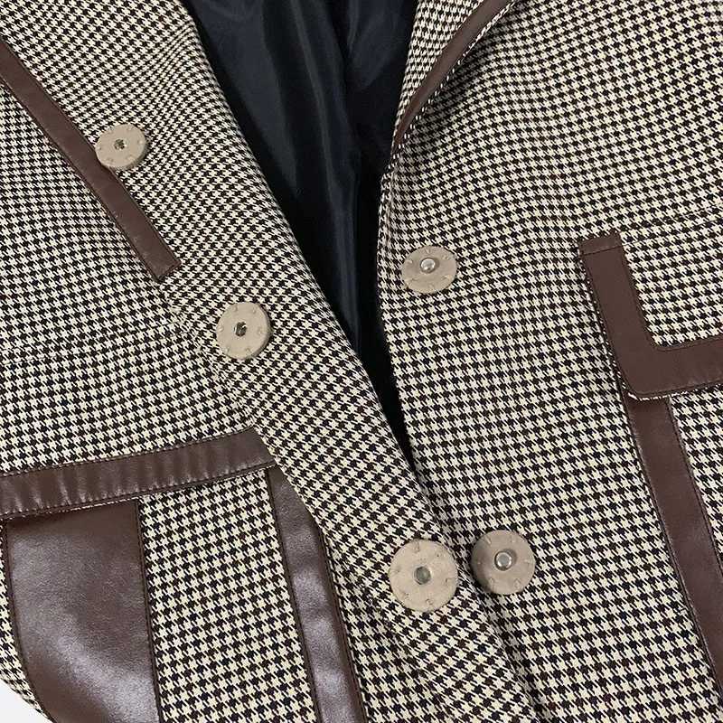 

2019 Autumn New Women's Jacket Korean version Short Loose Windbreaker Fashion houndstooth Female Jacket