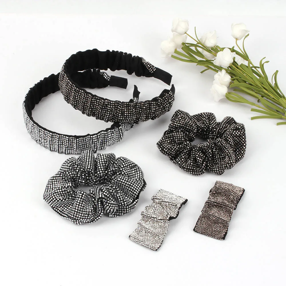 

3Pcs/set Rhinestone Mother Shiny Hairbands Scrunchies Hair Clips for Women Girls Hair Hoop Bands Bezel Fashion Hair Accessories