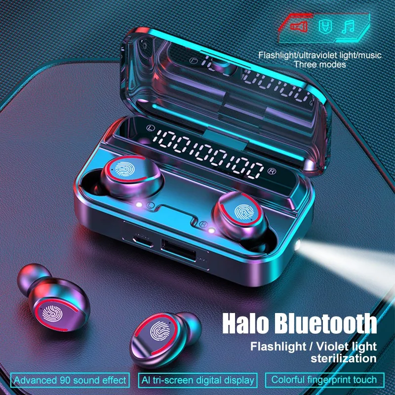 

TWS Earbuds Earphone F9-3 Wireless Bluetooth 5.1 LED Display Touch Control Earphone Headphone