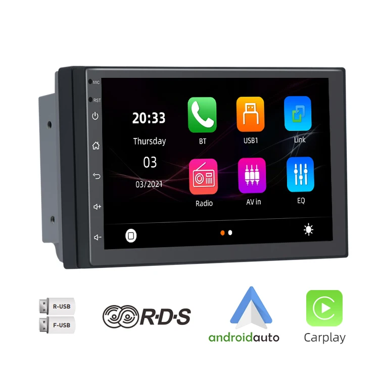 

2din FM AM AHD Carplay Android 10 Car Radio 7'' Maltimedia Stereo DSP & RDS 2GB + 32GB Car DVD Player For Android / IOS