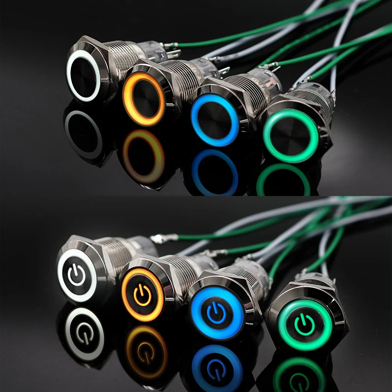 12/16/19/22mm Waterproof Metal Push Button Switch LED Light Momentary Latching Car Engine Power 5V 12V 24V 220V Red Blue | Обустройство