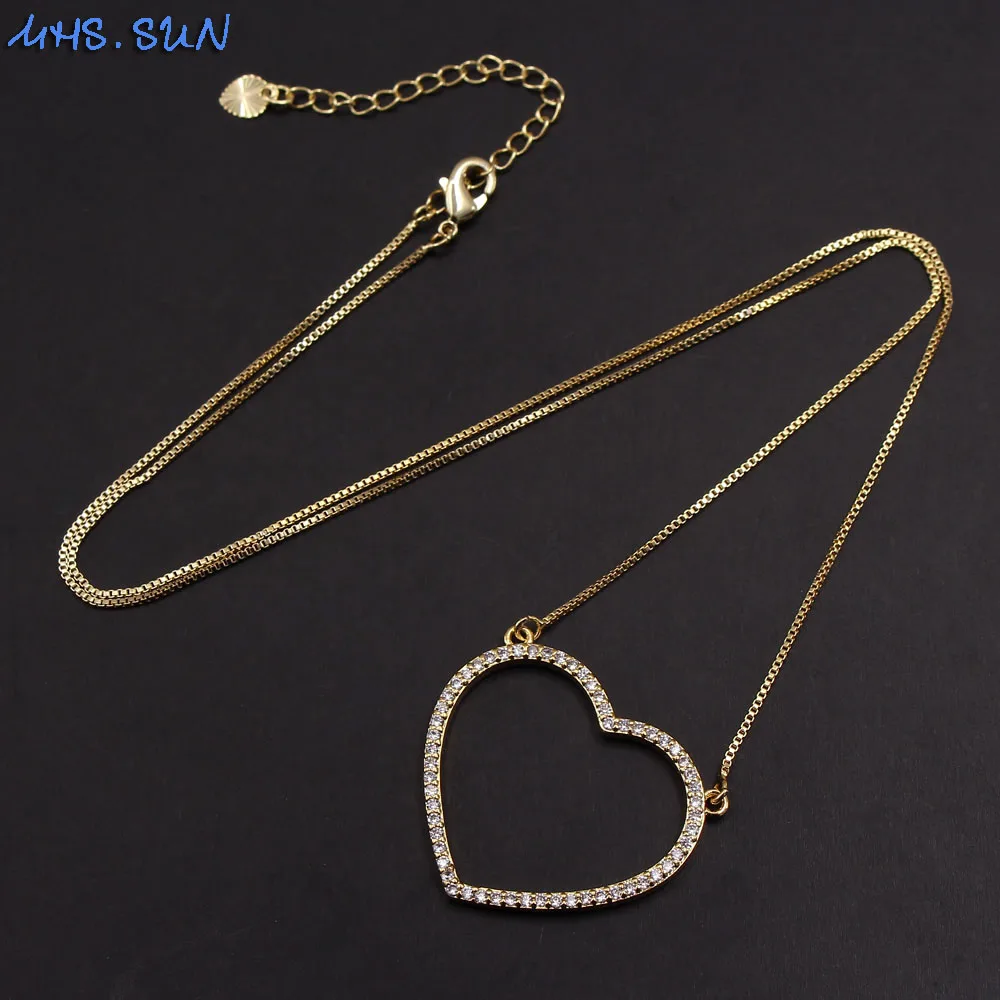 MHS.SUN модное ожерелье с подвесками в форме сердца из циркония для женщин и девушек