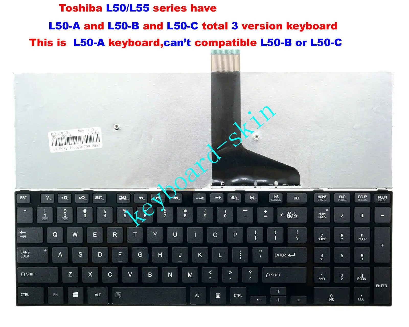 New US Chiclet without backlit Keyboard for Toshiba Satellite L50-A L50D-A L50t-A L55-A L55D-A L55t-A L50-AT03W,L50-AC02W1