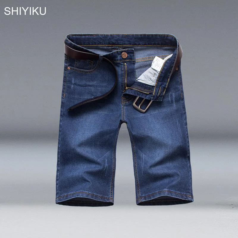 

SHIYIKU Brand Men's Summer Denim Shorts, Men's Summer Men's Jeans, Men's Slim Thin Straight Stretch Five-Point Pants New