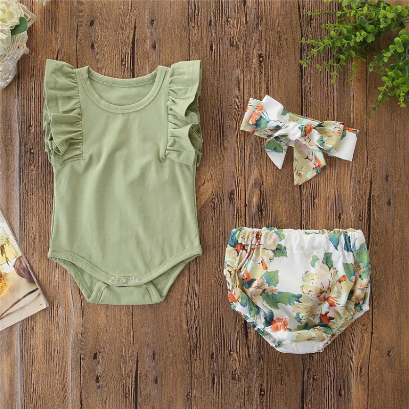 3 шт. Детский комбинезон с оборками на рукавах|Комплекты одежды| |