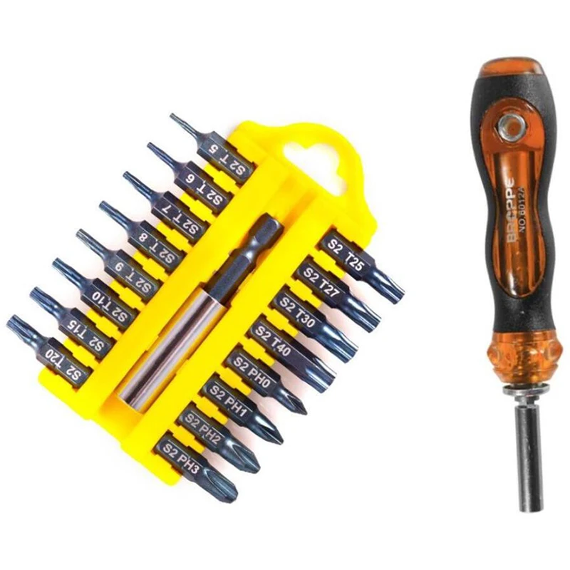 

BROPPE 18Pcs Torx Hexagonal Star Set Magnetic Holder Ratchet Screwdriver Bit Adjustable Screwdriver Set