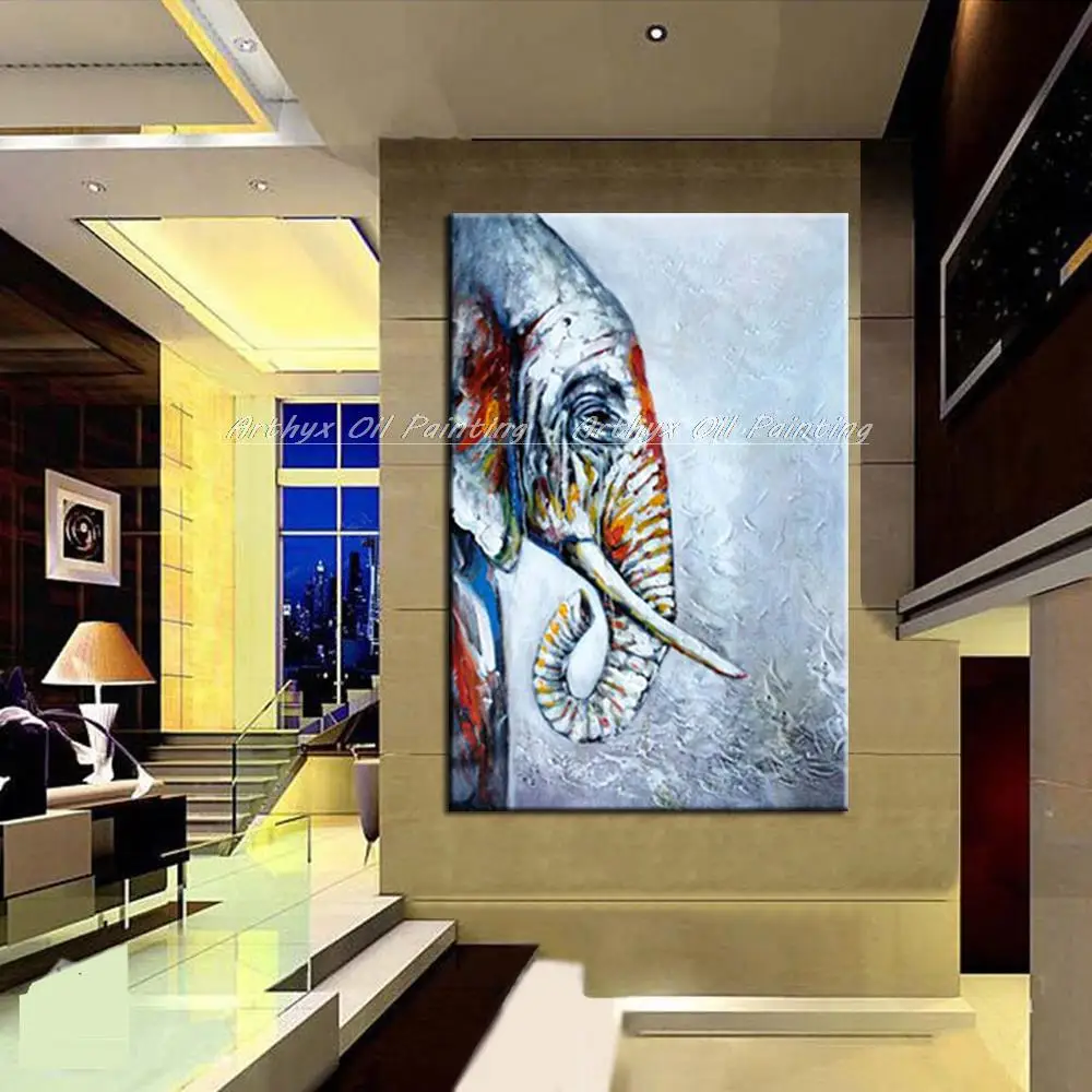 Arthyx Ручная роспись Слон животное масляная живопись на холсте Современные