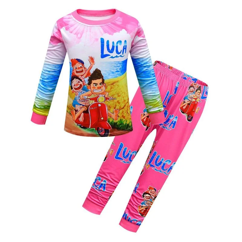 

Girl Cartoon Cute Children luca Clothes Long Sleeve Pyjamas Kid boy Pajama Set Sleepwear Homewear O-Neck T-Shirt Tops with Pants
