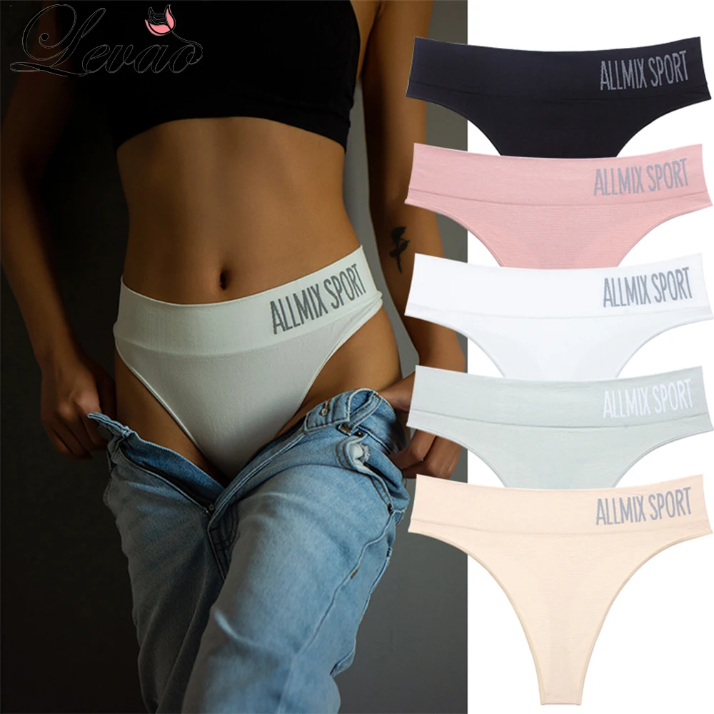 

LEVAO Sexy Ladies Panties Sports Lingerie Tanga Women's Underwear Mid Waist Thongs G-String Fashion Cotton Seamless Briefs