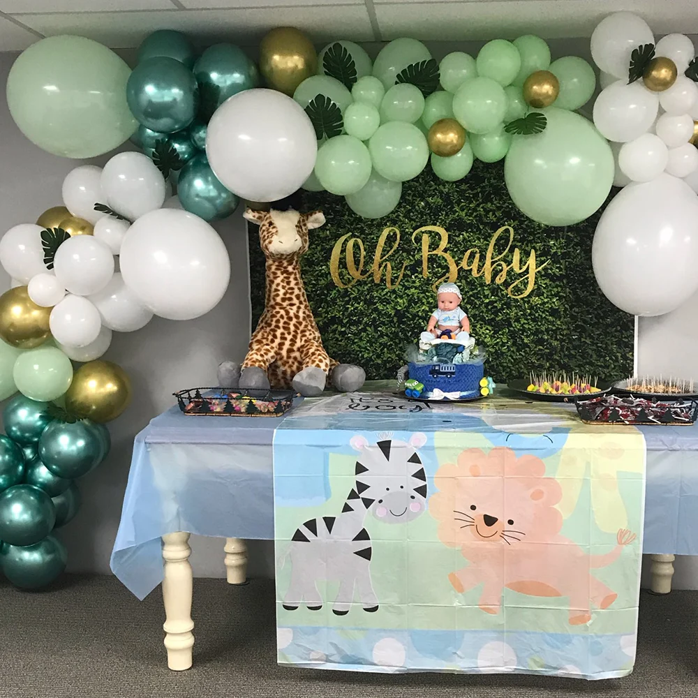 

107pcs Macaron Green Balloons Garland Arch Chrome Gold Globos Jungle Safari Theme Party Decorations Kids Birthday Baby Shower