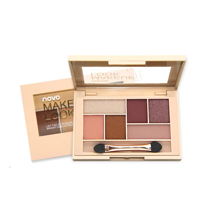 

Silky Six-Color Eye Shadow Beginners Beauty Pearly Lustre Matte Earth Color Eyeshadow Compact