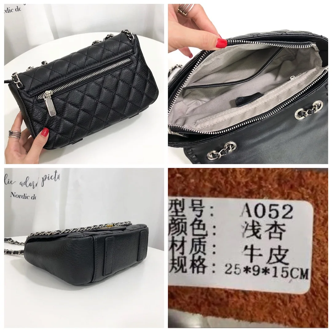 

Leather bag with high quality diamond chain for women's spring 2021 fashion versatile web celebrity hot style one-shoulder cross