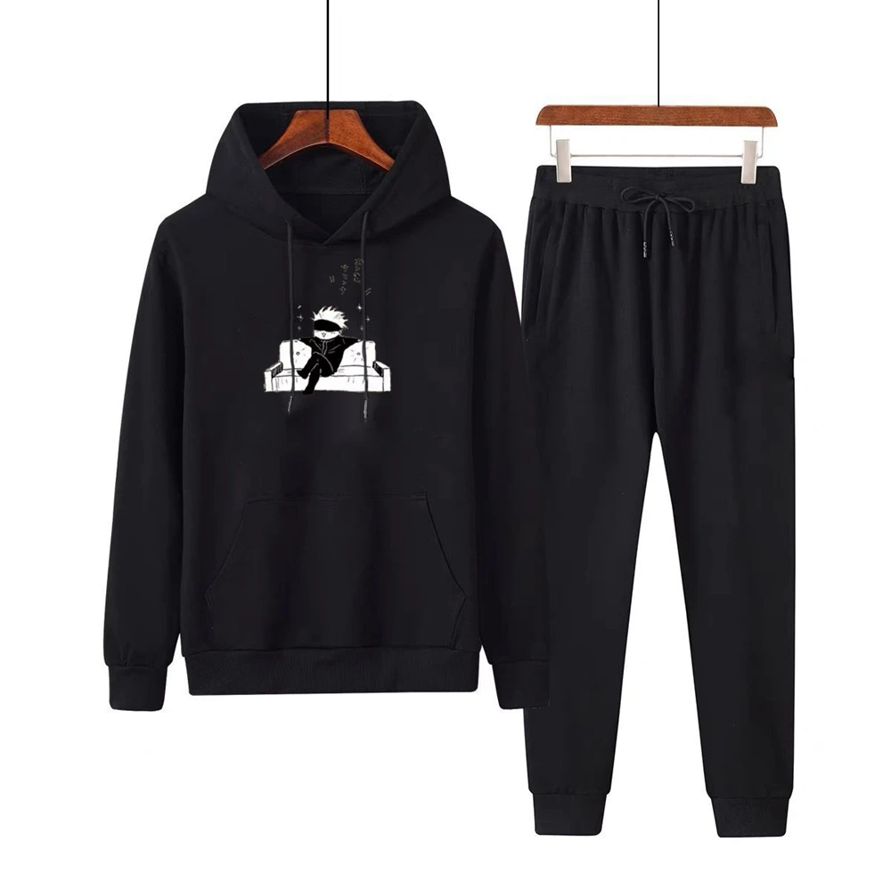 

New Spring Autumn Two Piece Set MAN and Women Hooded + Tracksuit Gojo Satoru Pullover Personality Sweatsuits Sports Streetwear