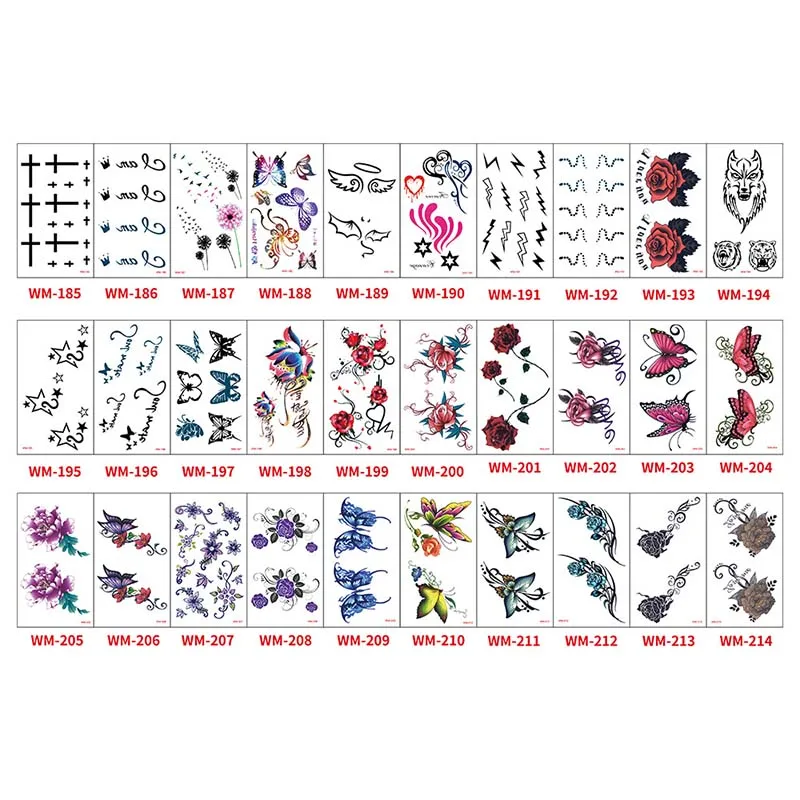 30 шт./компл. тату наклейки бабочки Дракон временная татуировка животные