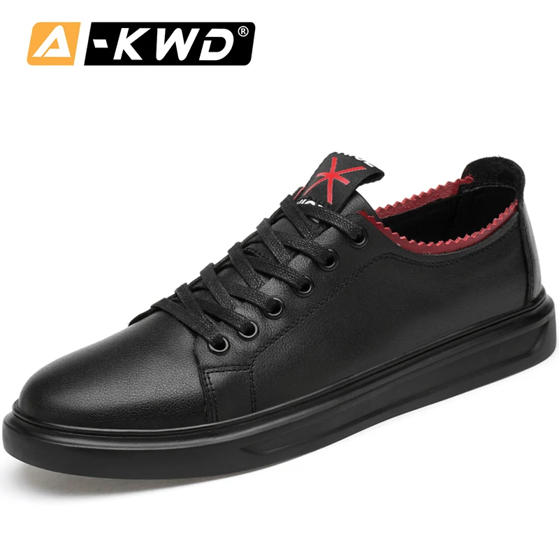 

Fashion Shoes 2019 Autumn Men Designer Sneakers for Men Genuine Leather Shoes Men Männer Schuhe Casual Black Sneakers 37-45 Flat