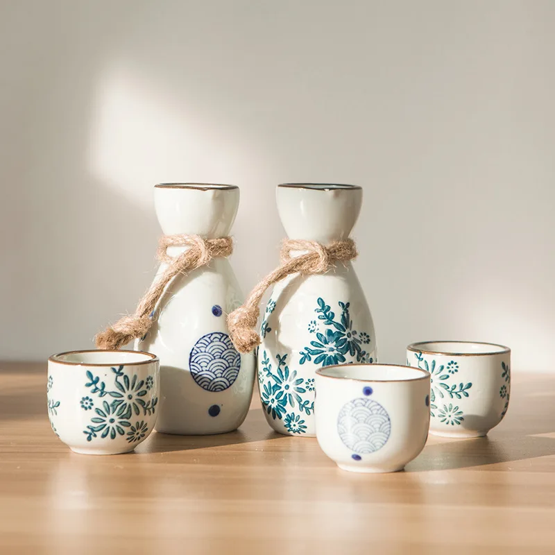 

Chinese Ceramic Liquor Cup Rice Wine and Sake Cup Retro Wine Set Small Wine Cup Liquor Rice Wine Sake Pot Ceramic Wine Bottle