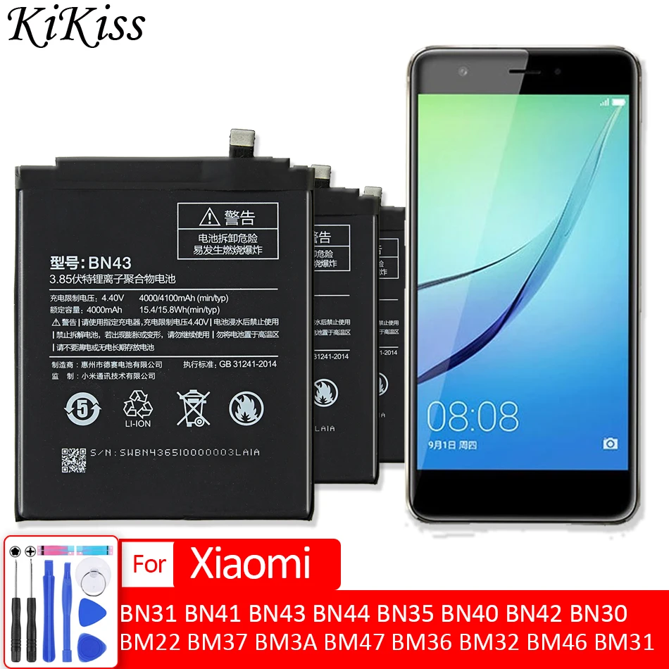 Аккумулятор BN31 BN34 BN40 BN41 BN43 BN44 BM22 BM36 BM46 BM47 для Xiaomi Redmi Red mi Note 5 Plus 5A 5S 5X 3 3S 3X 4X 4A 4 Pro Prime |