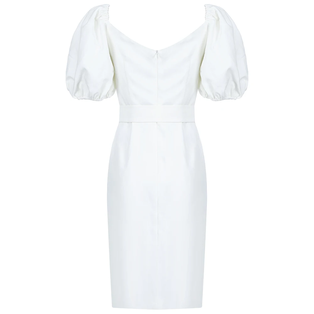 

New Women 2021 White Black Short Sleeve V Neck Sashes Fashion Dress Split Clubwear Backless Good Quality Wholesale Party Dress