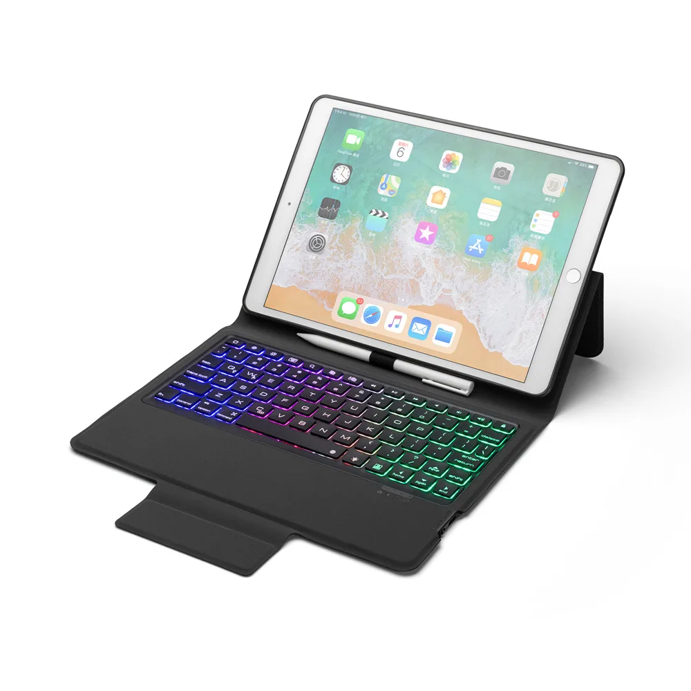 Online Ultra Sottile 7 Colori Retroilluminato A LED Tastiera Senza Fili Di Bluetooth Di Caso Del Basamento Astuto Della Copertura Con Il Supporto Della Matita Per IPad Pro 10.5 Tablet