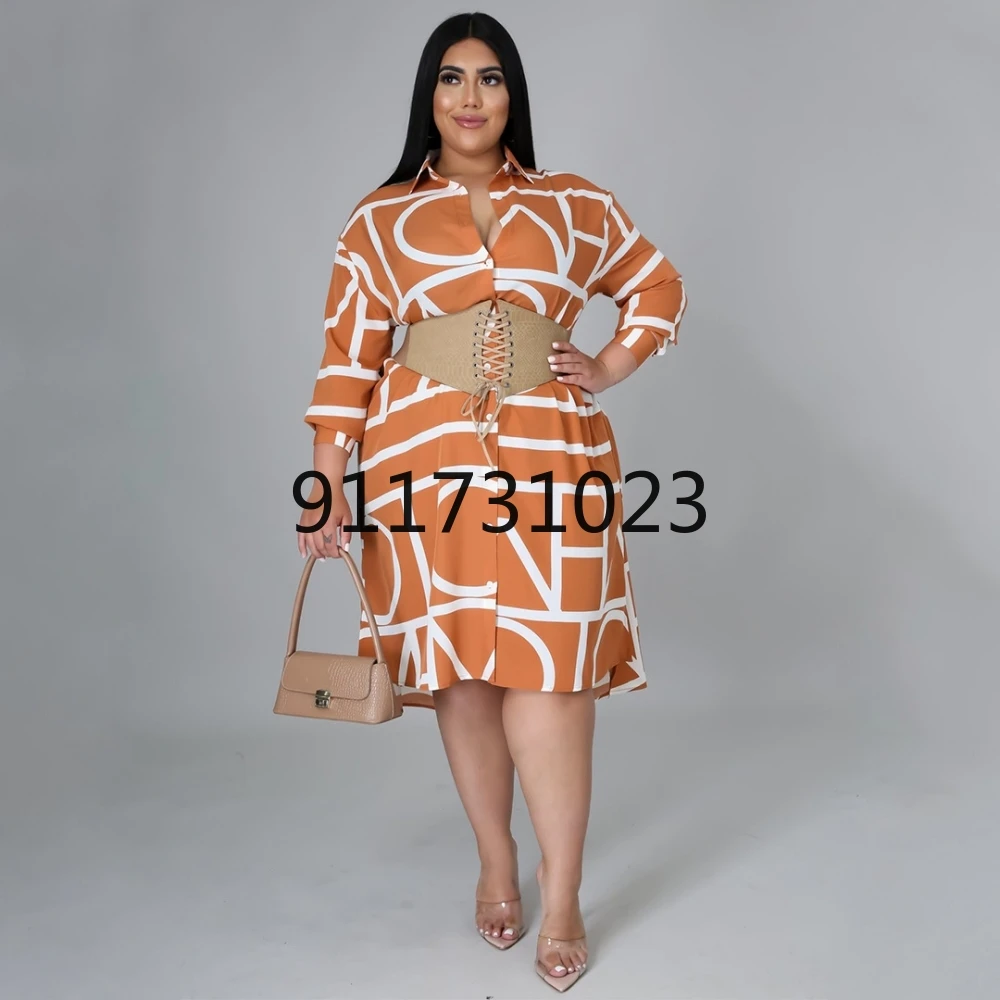 Платье-рубашка женское средней длины с принтом большие размеры | Тематическая