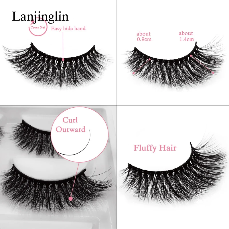 LANJINGLIN 10 коробок норковые ресницы натуральные длинные накладные 100% ручная работа