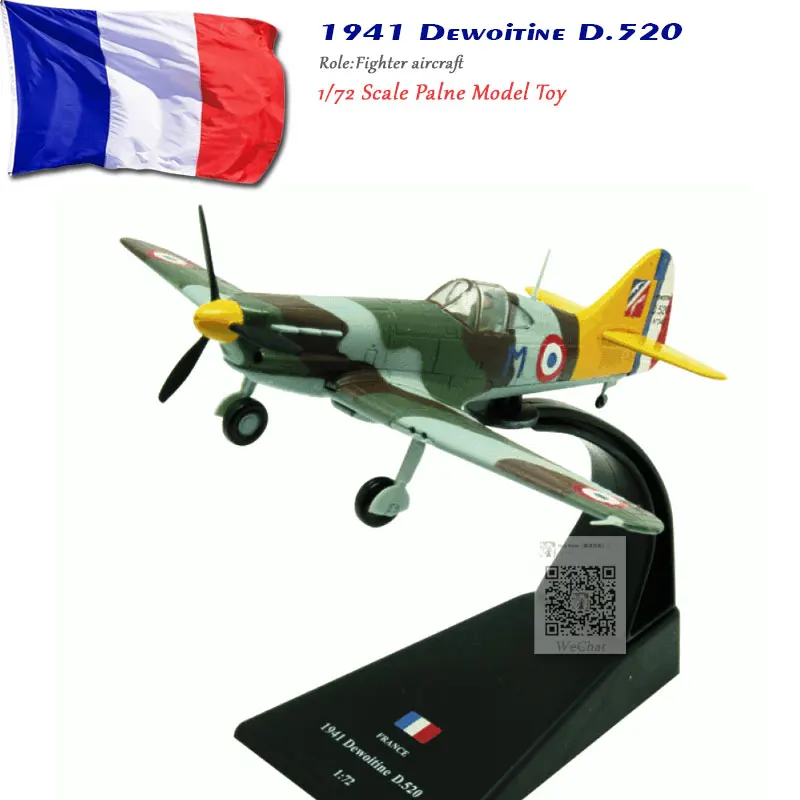 1941 Dewoitine D520 AMER 1/72 масштаб военная модель игрушки PAF F-16 Block52 F16 истребитель литой металлический самолет модель игрушки для подарка/коллекции/украшения - Цвет: 1941 Dewoitine D520