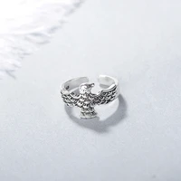silver plated exaggerated eagle ring suitable for women declaration jewelry punk hip hop party opening ring anniversary gift