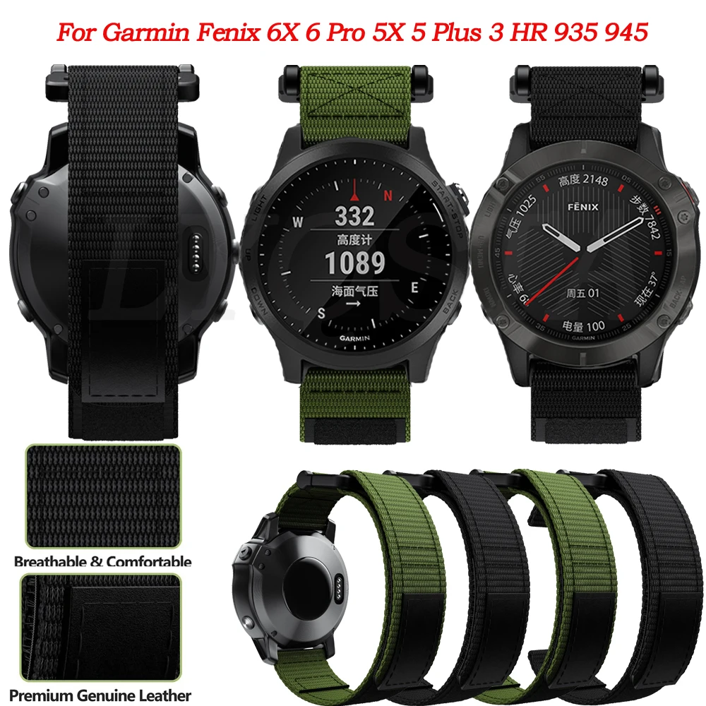 

Ремешок нейлоновый для наручных часов, 26-22 мм, для Garmin Fenix 6 6X Pro 5 5X Plus 3HR 935 945
