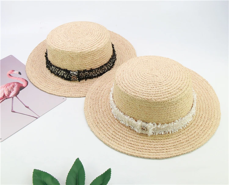 New Fashion Teddy Bear Ribbon Raffia Hat Women Summer Beach Hats Handmade Weave Soft Straw Hat Female Travel Caps Wholesale