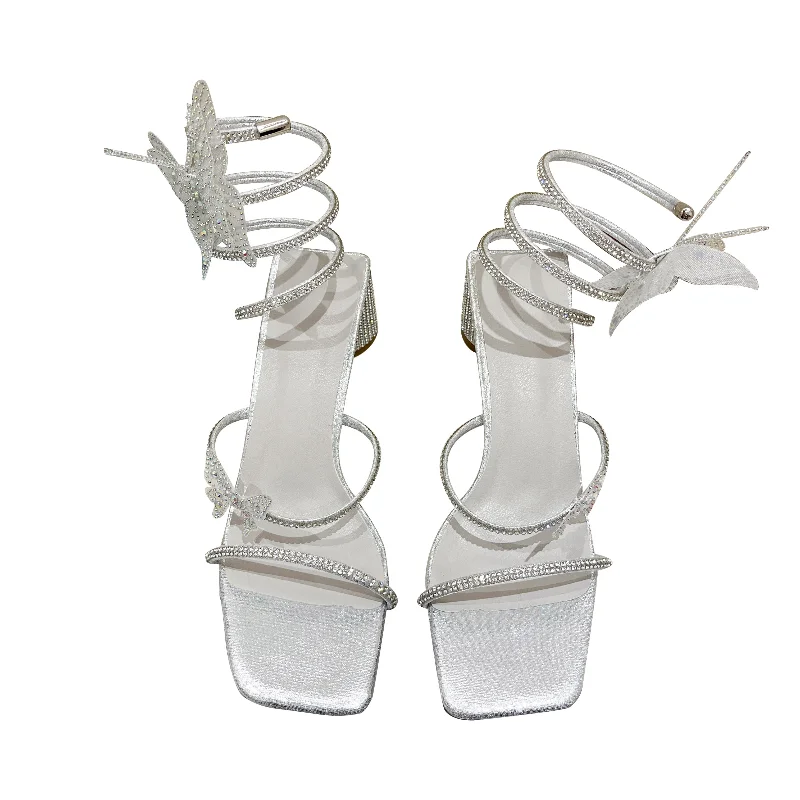 

Summer Women Sandals Square Heels Lace Up Sandals Butterfly Strappy Open Toe Ladies Shoes Ankle Strap Block Heels Roman Sandals