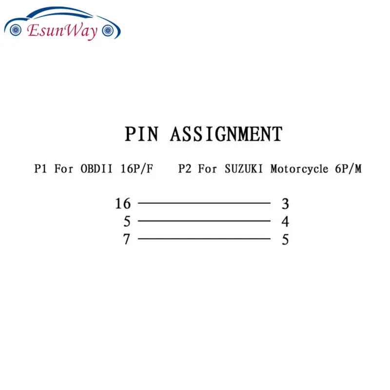 Кабель диагностический OBD для мотоциклов Suzuki 6-контактный разъем к 16-контактному