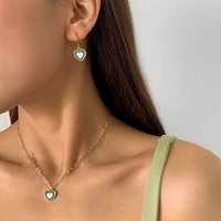 ingesight z korean elegant rainbow love heart pendant necklaces earrings set women gold color choker small hoop earrings jewelry