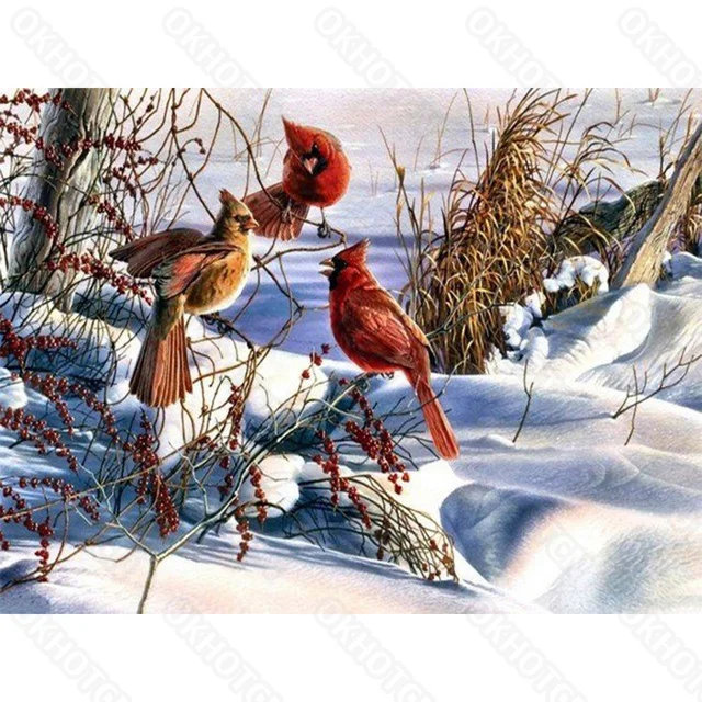 

Diy Diamond Painting Full Square Diamond Bird Winter Landscape Animals Home Decoration Painting Diamond Embroidery Painting